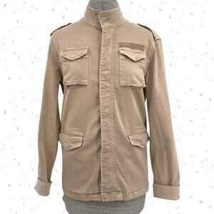 Anine Bing Army Cargo Jacket Khaki Sand Neutral Tan Grunge Edgy Casual Size S